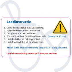 Sticker met Laadinstructie    afm. 125x72mm.