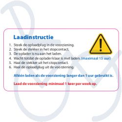 Sticker met laadinstructie   afm. 100x55mm.